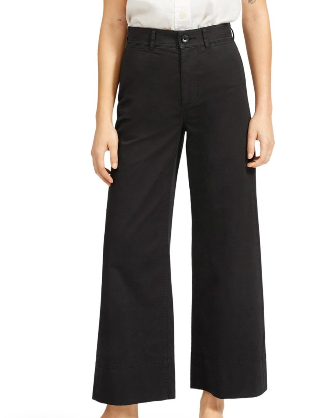 NWOT Everlane Lightweight Wide Leg Crop Chino Black 2